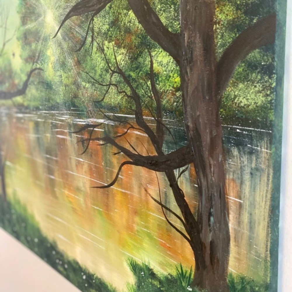 SALE-Summer landscape forest painting Sunrise wall art - Picture 2 of 3